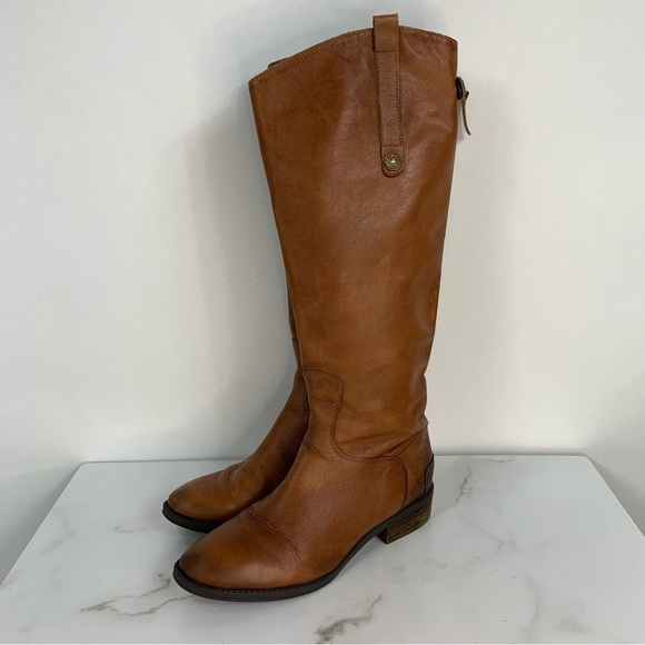 Sam Edelman Cognac Leather Penny Riding Knee High Boots 7.5 - Picture 2 of 15